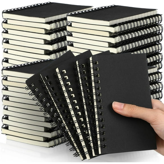 54 Pcs Small Spiral Notebooks Memo Pads 3x5 Bulk Small Pocket Notebooks Mini Notepads with Lined Pages Mini Journals for Office Back to School Work Writing Supplies, 120 Pages (Black)