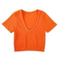 thumbnail image 2 of SHIXIAOO Bustier Court Ajusté à Col en V Côtelé Haute Élasticité à Manches Courtes pour Femmes, Haut de Robe pour Femmes, Chemises d'Entraînement à Manches Longues pour Femmes, 2 of 8