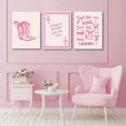 thumbnail image 4 of Fashion Pink Bow Wall Art Coquette Preppy Wall Decor Pink Cowboy Boots Painting Picture Lucky Girl Poker Canvas Poster Prints for Girls Dormitory College Apartment Home Decor, 4 of 6