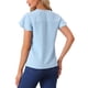 thumbnail image 3 of BLUSA V DE CUELLO EN LACE CROCHET CON VOLANTES Y MANGAS CORTAS PARA MUJER, PUNTOS SUIZOS, AZUL CLARO, TAMAÑO XS, 3 of 6