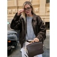 thumbnail image 5 of Female Leather Jackets Oversized Faux Plus Size Moto Biker Coat Fall Outfits Fashion Clothes Coffee M, 5 of 8