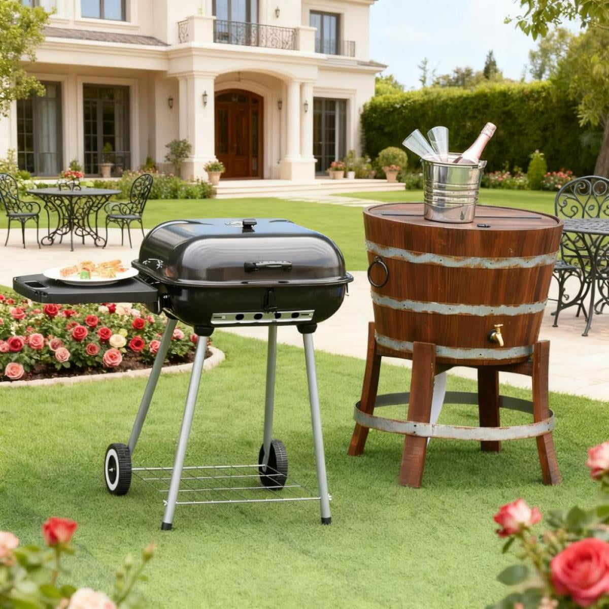 22" Charcoal Outdoor Barbecue Grill  Heavy-Duty Cooking Grill for Backyard BBQ & Outdoor Events