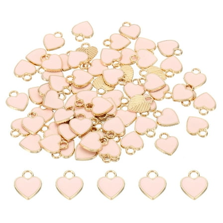 70pcs Heart Charm, Heart Bracelet Charm Pendants Resin Glitters for Jewelry Making Bracelet, Pink