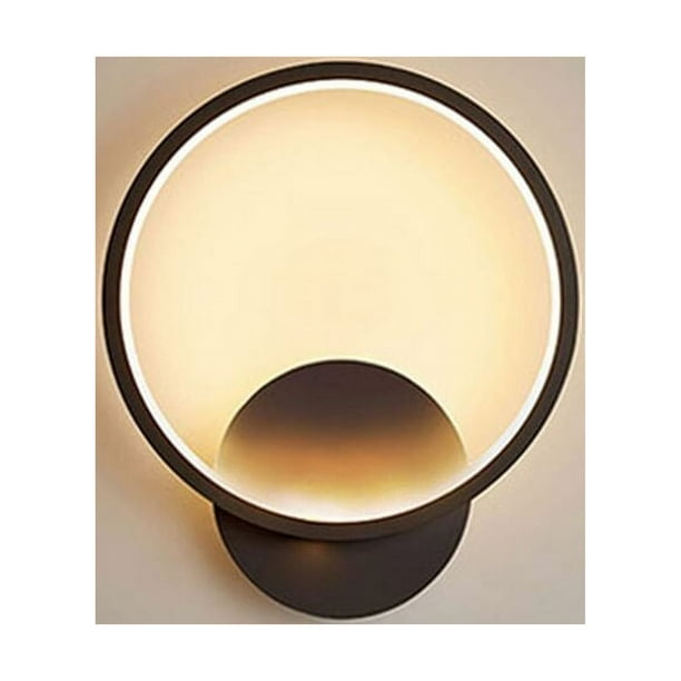 Aplique de pared LED para interiores, aplique de pared interior de acrílico blanco cálido, redondo, negro, 12 W, 3000 K, aplique de pared interior, escalera, aplique moderno para pasillo, dormitorio,