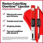 Revlon Liquid Lipstick with Clear Lip Gloss by Revlon, ColorStay Face Makeup, Overtime Lipcolor, Dual Ended with Vitamin E in Pink, 410 Forever Pink, 0.07 fl oz