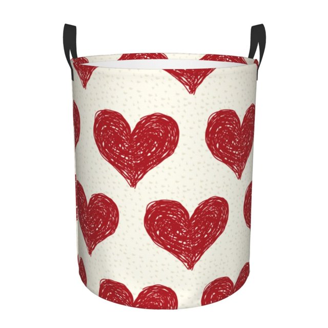 Balery Love Cesta de ropa redonda con asas, impermeable, independiente, para ropa, juguetes, dormitorio y familia-Medium