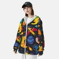 thumbnail image 3 of Kdxio Dinosaurs in Space Print Women Men Sun Protection UPF 50+ Jackets Zip Up Long Sleeve Hoodie Hiking Lightweight with Pockets, 3 of 7