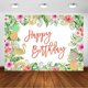 thumbnail image 1 of Fondo de fiesta de verano con temática hawaiana de playa, decoraciones para fiesta de cumpleaños de niña, pancarta de cumpleaños con flamencos tropicales, hojas de palmera florales doradas, fondo, 1 of 4