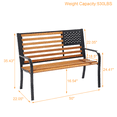thumbnail image 2 of TPHORK 50" Outdoor Garden Bench Patio Park Bench for 2-3 Persons Metal Wooden Garden Patio Porch Chair W/Armrest, 2 of 10
