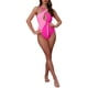 thumbnail image 2 of INSPIRAR CHIC Conjunto de Monokini de Color Bloque para Mujeres, 1 Pieza, Con Anillo en O, Lazo Lateral, Traje de Baño, Talla X-Large, Rosa Rojo Pink, 2 of 5