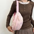 thumbnail image 7 of AZXY Sling Crossbody Bag, Pink Lightweight Fabric Fanny Pack with Adjustable Strap, Casual Embroidered Waist Bag for Travel Daily Use, 7 of 7
