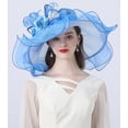 thumbnail image 2 of Women Oganza Sun Hat Church Wide Brim Wedding Formal Fascinator Hat, 2 of 6