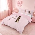 thumbnail image 2 of meiyoeat Leopard Print Monogram A Bedding,Pink Bow Initial Duvet Cover Full For Girl,Pink Reversible,3pcs,1 Duvet Cover and 2 Pillowcases, 2 of 6