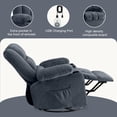 thumbnail image 6 of UHOMEPRO Swivel Rocker Recliner Chair with Massage and Heat, Reclining Lounge Chair with 8 Point Vibration, 65° Rocking, Cup Holders, USB Port and Storage Pockets, Blue, 6 of 8
