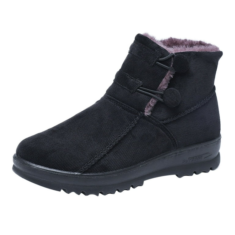 MIASHUI Women's Winter Outdoor Plus Velvet Non-slip Mid-tube Platform Snow  Boots Women Sneakers Shoes Wedges Women Shoes Casual 