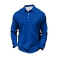 thumbnail image 5 of Men's Long Sleeve Polos Shirts Solid Color Button Turndown Collar Pullover Top for Business Casual, 5 of 7