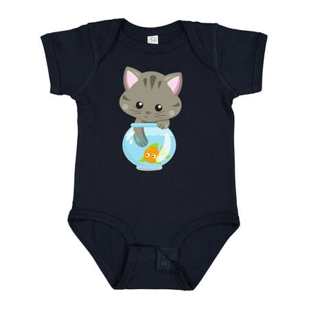 

Inktastic Cute Cat Little Cat Kitty Kitten Fish Bowl Gift Baby Girl Bodysuit