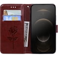 thumbnail image 4 of Phone Case for iPhone 13,Rose Flower Luxury Flip Leather Cover with Card Holder Credit Cards Slot Cash Pockets [Wrist Strap][Kickstand] Wallet Case for iPhone 13 RS Brown, 4 of 14
