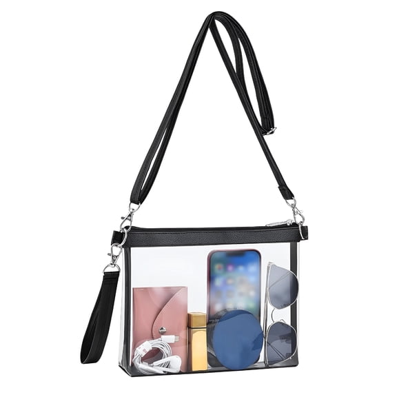 AOMRCOL Clear Bag for Stadium Events Clear Purse for Women PVC Clear Crossbody Bag for Concerts Sports Festivals Waterproof Shoulder Bag.