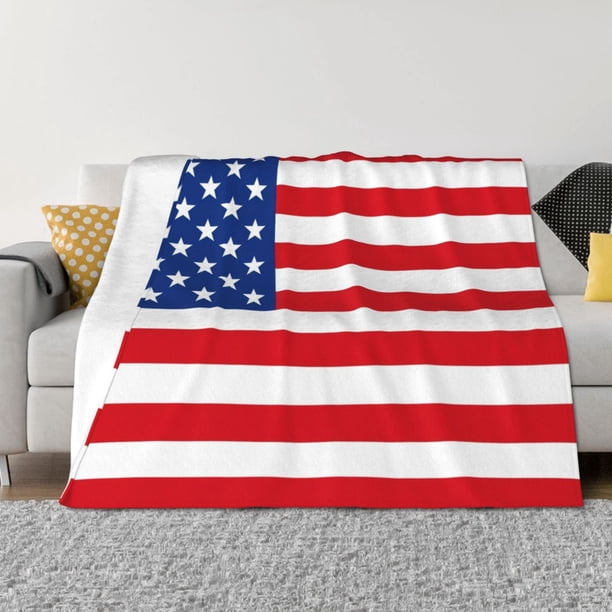 Balery America Flags3 Manta de Franela con Dibujo, Lujo Ultra Suave y Cálido, Antipelusa y Resistente a las Arrugas para Cama, Sofá, Camping -40"x30"