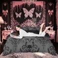 thumbnail image 2 of meiyoeat Gothic Skull Letter A Duvet Cover Queen for Boys Girls, Boho Damask Flower Queen Bedding, Black Reversible, 3 Pieces, 1 Duvet Cover and 2 Pillowcases, 2 of 6