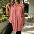 thumbnail image 2 of AKOEE Plus Size Tank Tops Womens Sleeveless Loose Fit One-button V Neck Tunics Solid Casual Summer Blouses (3XL, Pink), 2 of 8