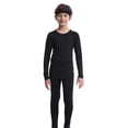 thumbnail image 3 of Kids Compression Training Suit, Boys' Thermal Base Layer Set with Fleece Lining, Slim Fit Athletic Wear for Cold Weather Sports, Soccer, Skiing and Basketball Activities Black, 3 of 5