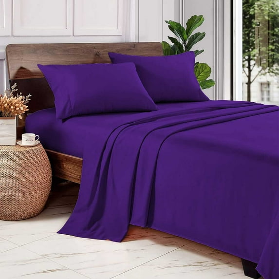 600 Thread Count 100% Egyptian Cotton Pillow Cases, Queen Pillowcase Set of 2 Long-Staple Pillow Cover for Sleeping Soft & Silky Sateen Weave Hotel Pillowcases (Purple Solid)