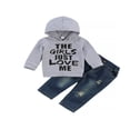 thumbnail image 1 of Baby Boy Hooded Sweatshirt+Jeans Letter Print Top Spring Autumn Outfits, 1 of 8