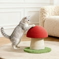 thumbnail image 4 of Red Mushroom Cat Scratching Post,Kitten Post Scratcher,Mushroom Cat Tree,Natural Sisal Scratching Poles with Interactive Toy Ball, Cute Furniture Scratching Posts for Indoor Cats(18 cm high), 4 of 5