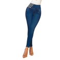 thumbnail image 1 of Jeans corte colombiano mezclilla Mujer Push Up súper skinny azul acero 3, 1 of 4
