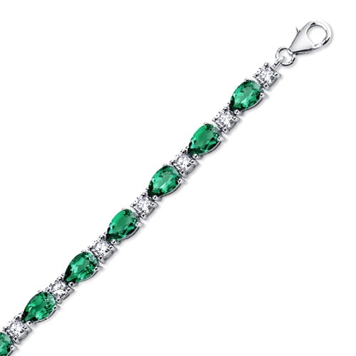 Diamond and Emerald Tennis Bracelet in White Gold-hdcinema.vn