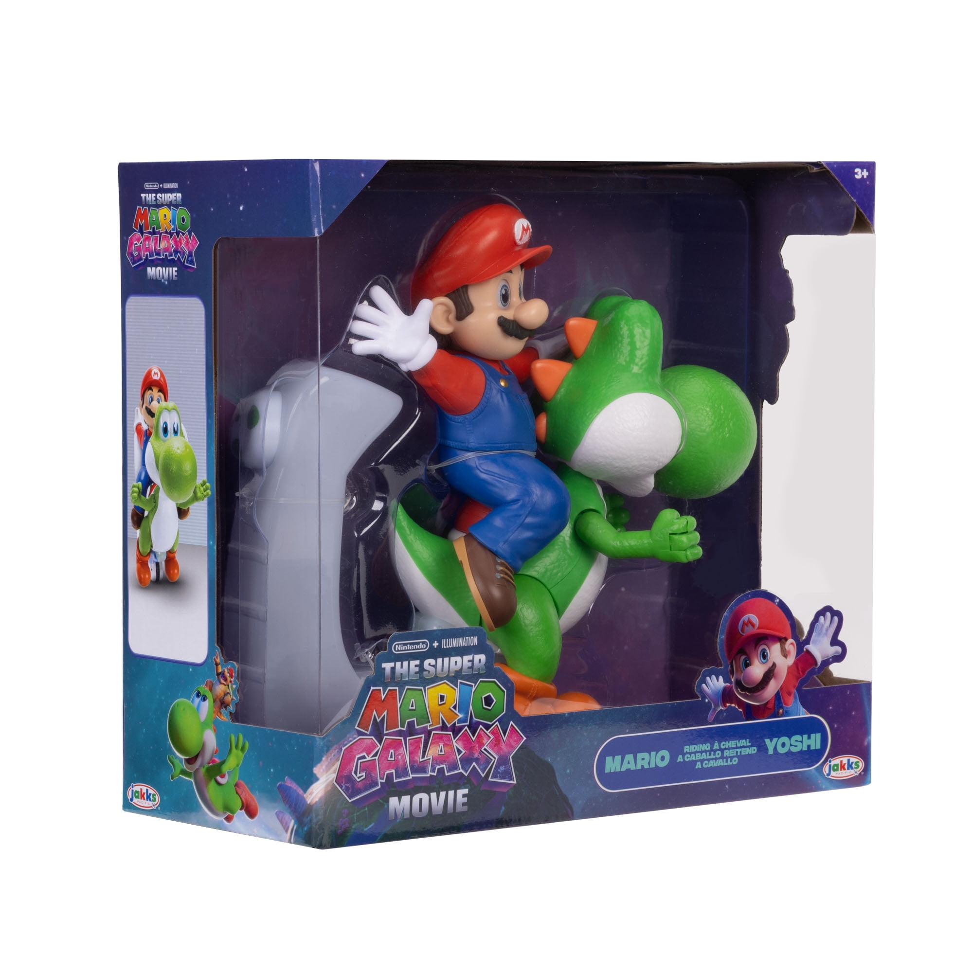 Super Mario Galaxy Mario Riding Yoshi 8 inch Tall Feature Action Figure