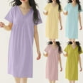 thumbnail image 2 of Fengactive Women's Lace Nightgown Built In Shelf Bra V-Neck Short Sleeve Sleepwear Knee Length Sleep Dress, 2 of 8