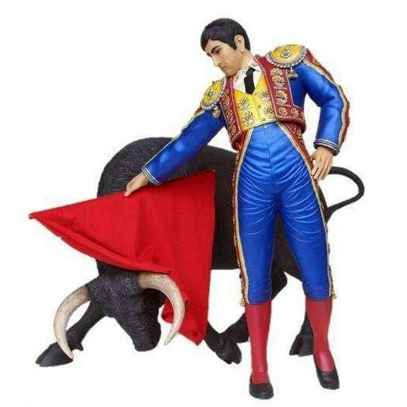 Bull Fighter Flag Life Size Statue