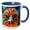 Blue/White, variant on 3drose, Funny Emu Bird Portrait. Orange Against Blue Digital Art. Gifts for Family, 15oz Two-tone Green Mug