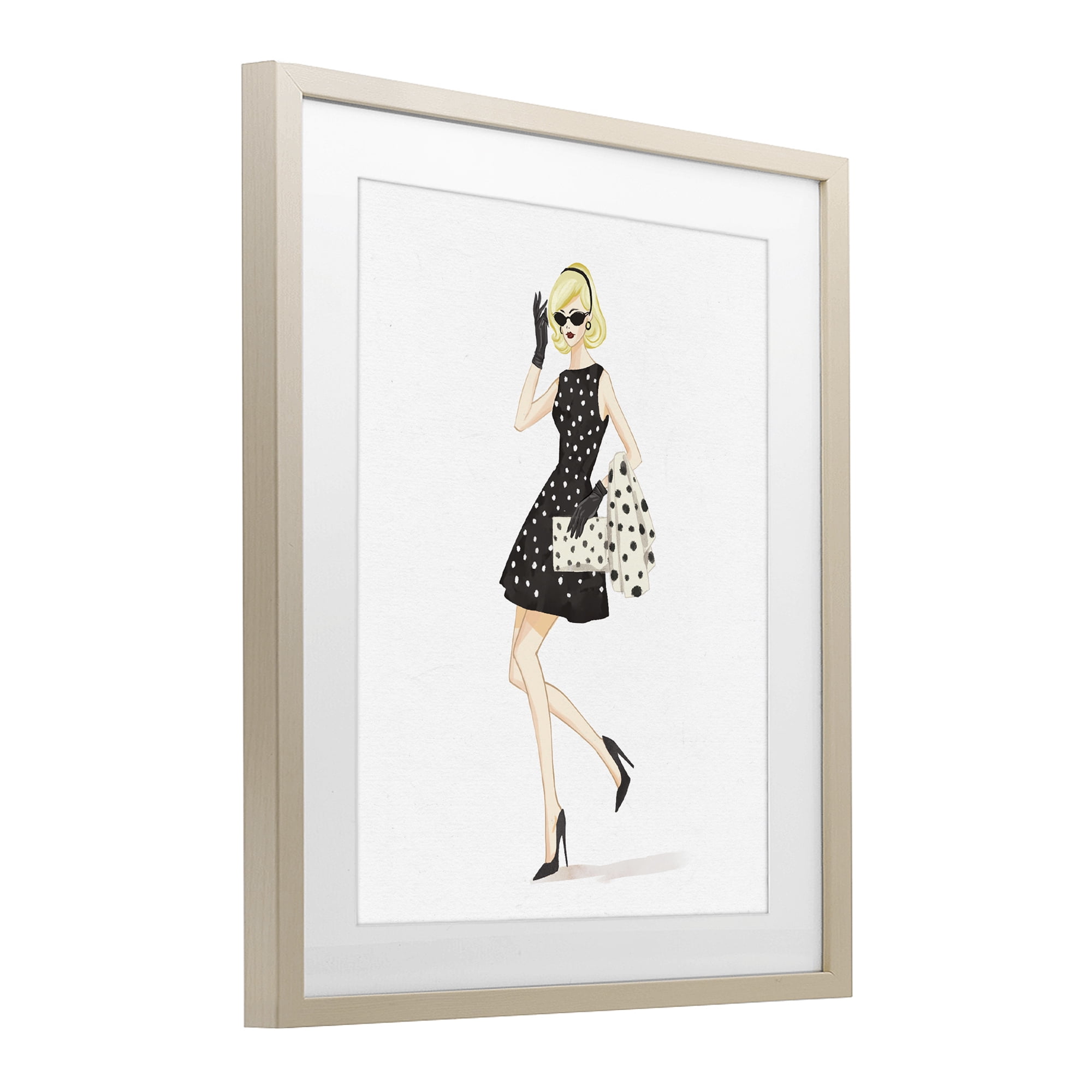 Stupell Industries Retro Trend Polka Dots Birch Framed Print Under Glass, design by Ziwei Li