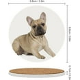 thumbnail image 3 of 4 pcs SKYSONIC Round Drink Coasters French Bulldog Fawn Color on White Absorbent Ceramic Coaster with Cork Base for Coffee Cups for Home Decor, 3 of 6