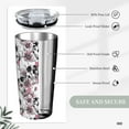 thumbnail image 3 of Sugar Skull Goth Tumbler, Cherry Blossom Stainless Steel Thermal Vacuum Insulated Travel Mug with Lid 20 Oz, Father''s Day Holiday Birthday Gift for Dad Mom Friend Sister Bestie BFF, 3 of 5