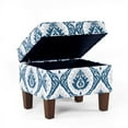 thumbnail image 2 of HomePop Medium Storage Ottoman with Hinged Lid, Blue Ikat Medallion Print, 2 of 9