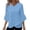 Light Blue, variant on Women's Fashion Solid Color V-Neck Three-Quarter Sleeve Patchwork Relaxed Fit T-Shirt Top, Casual Blouse for Women,Pink,L