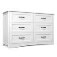 thumbnail image 6 of 6 Drawer Dressers for Bedroom, Chest of Drawers with Deep Drawers, Large Double Dresser for Closet with Wide Top, Horizontal Wooden Dresser for Living Room, Hallway, Bedroom - White, 6 of 9