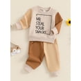 thumbnail image 3 of Suealasg Little Boys Fall Outfits Set 6M 1T 2T 3T 4T 5T Toddler Boys Long Sleeve Letter Print Sweatshirt and Sweatpants 2Pcs Autumn Contrast Color Tracksuit Clothes for Kids Boys, 3 of 7