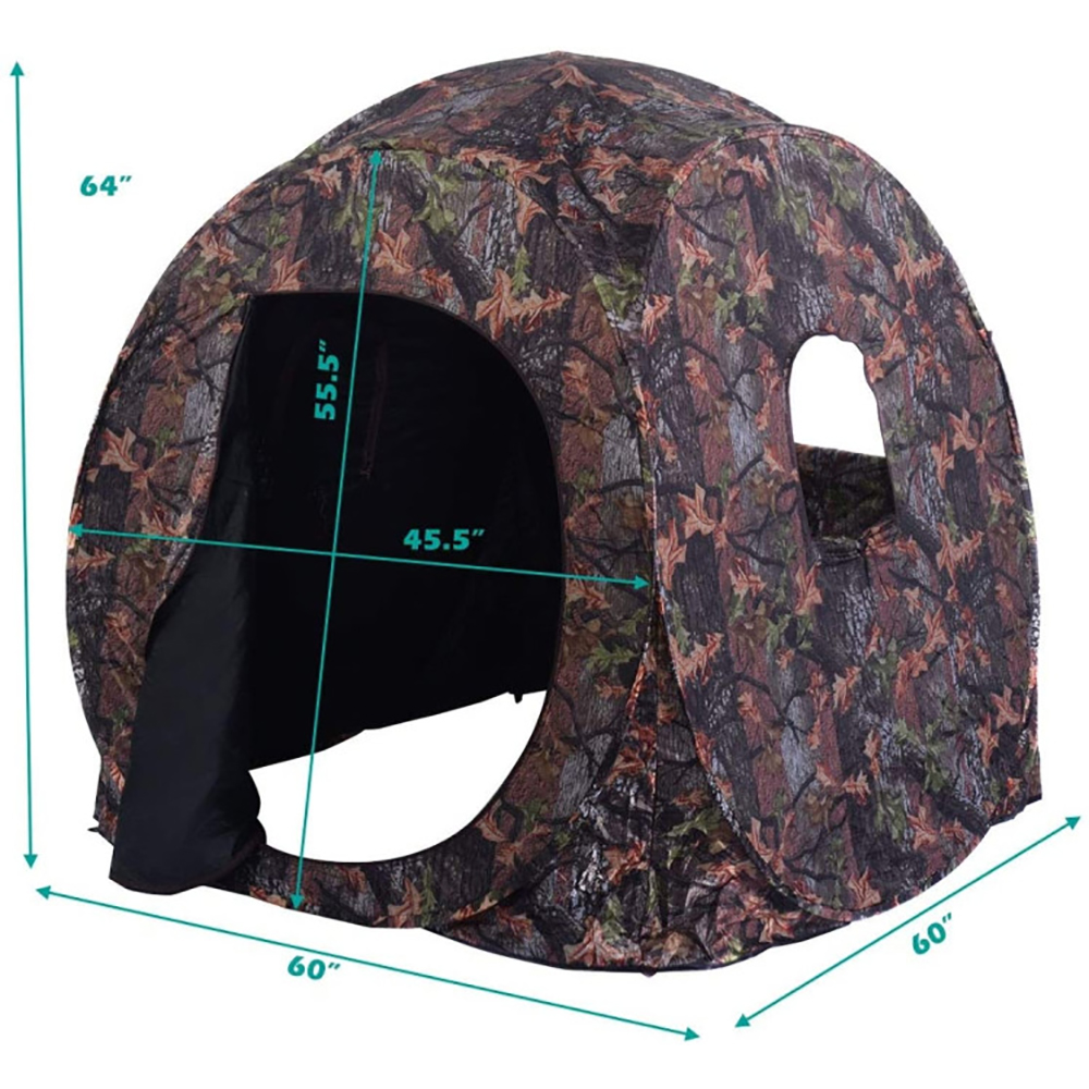 Demifill Portable Pop Up Ground Camo Blind Hunting Enclosure, Hunting Blind Tent with Portable Bag and Tent Stakes, Pop Up Tent for Outdoor, Brown