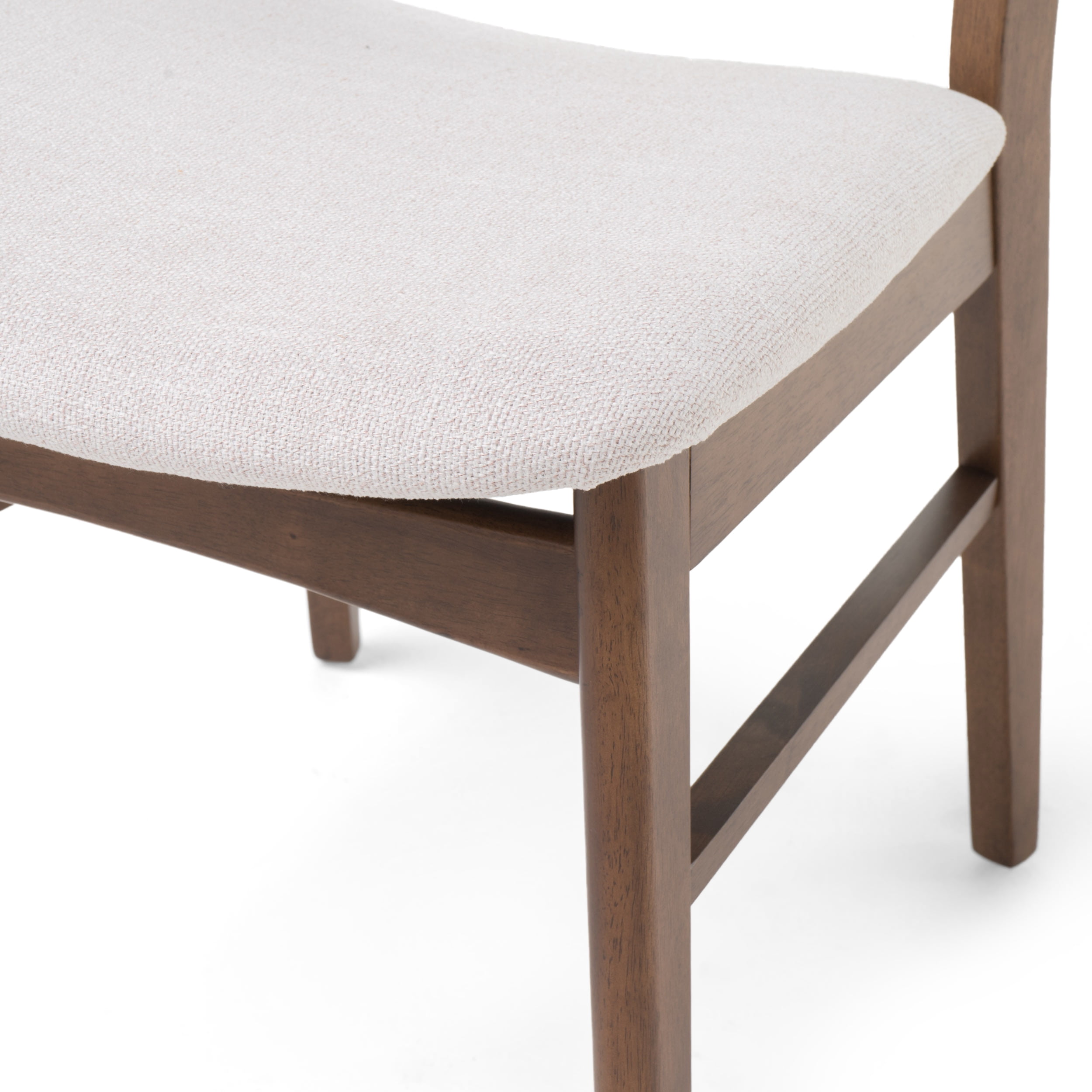 GDF Studio Isador Mid Century Modern Fabric Upholstered Wood Dining Chairs, Set of 2, Light Beige and Walnut