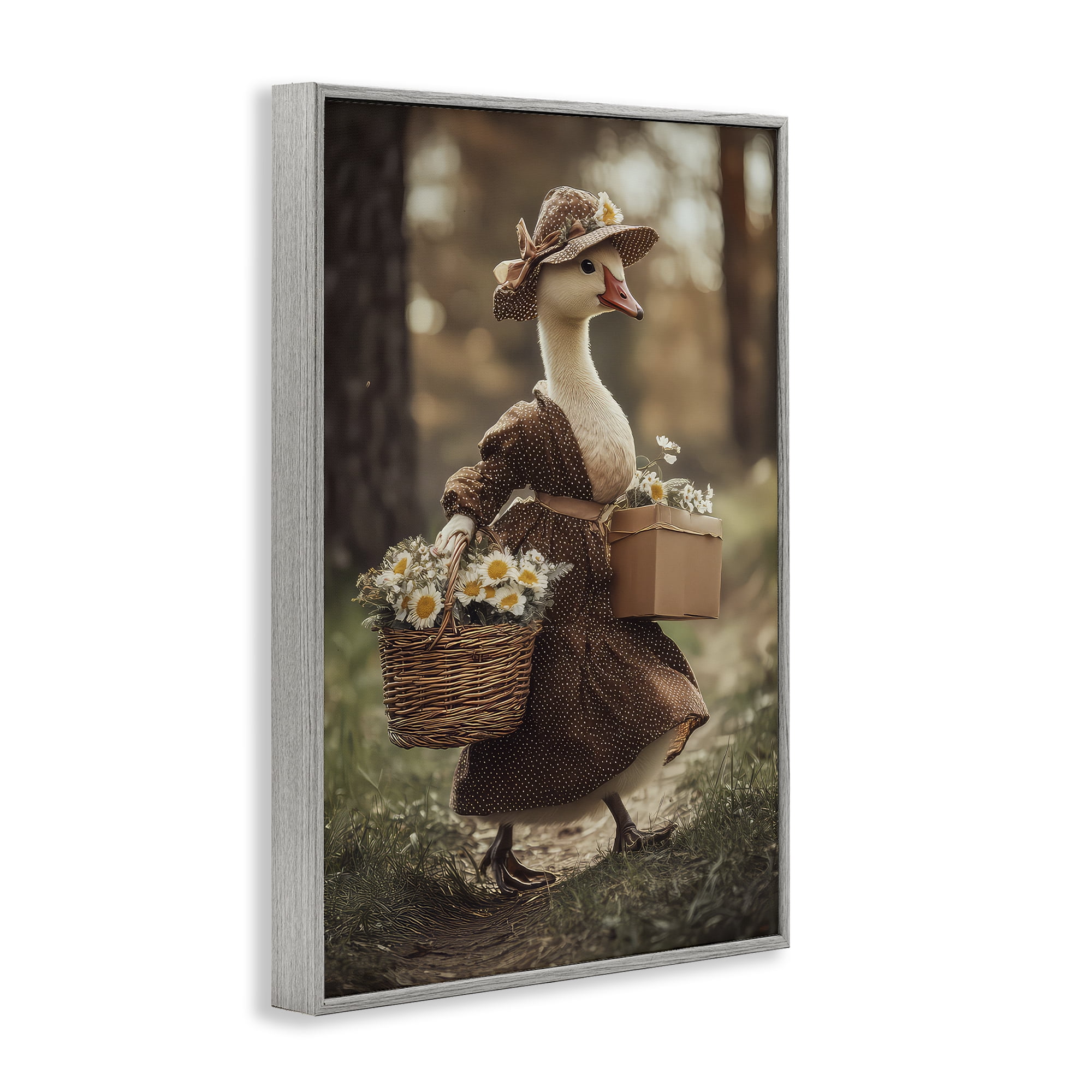 Stupell Industries Mother Goose with Flowers Gray Framed Giclee Art, design by The Wands Want