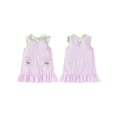 thumbnail image 2 of BemeyourBBs Toddler Baby Girls Overalls Dress Kids Flower Embroidered Stripe Bow Decor Crew Neck Sleeveless Casual Ruffle Dress Toddler Girls Spring Summer Dress, 2 of 9