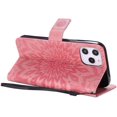 thumbnail image 4 of Funda para Apple, Funda protectora con ranuras para tarjetas con tapa magnética de cuero de PU con estampado de flores de sol y correa de mano (rosa), 4 of 5