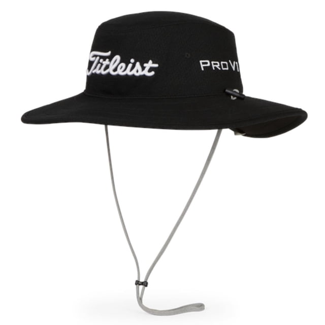 Sombrero de golf Titleist Tour Aussie negro y blanco con protección UV 50+ UPF