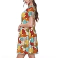 thumbnail image 2 of Disketp Fall Maple Leaves para Vestido de Manga Corta para Mujeres, Vestidos de Verano para Mujeres, Casual y Holgado para la Playa, 2 of 6